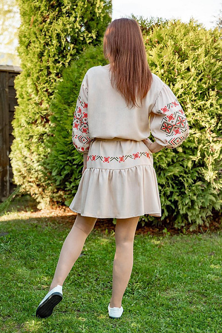 Сукня-вишиванка жіноча бежева святкова, вишита сукня плаття Київ - фото 5