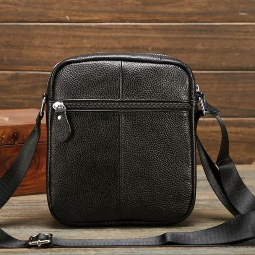 Чоловіча шкіряна сумка з натуральної шкіри Чорний месенджерTiding Bag LA3314-1BL Київ - фото 5