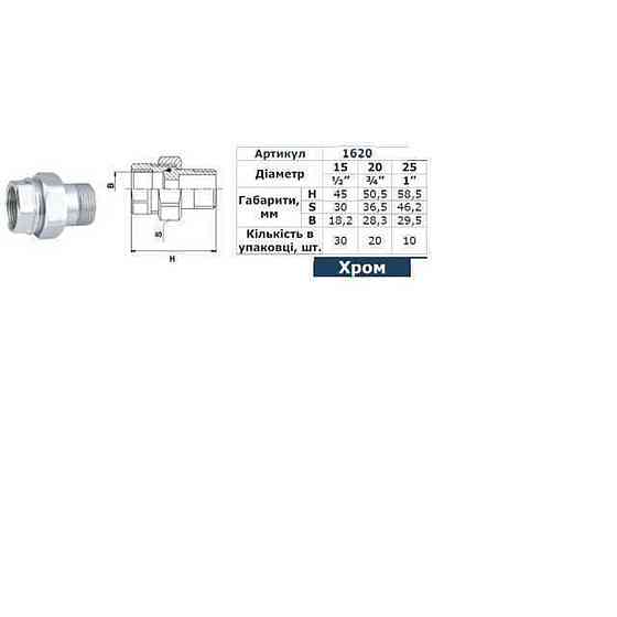 Згін-американка прямий SOLOMON 1/2″ CHROM 1620 Киев