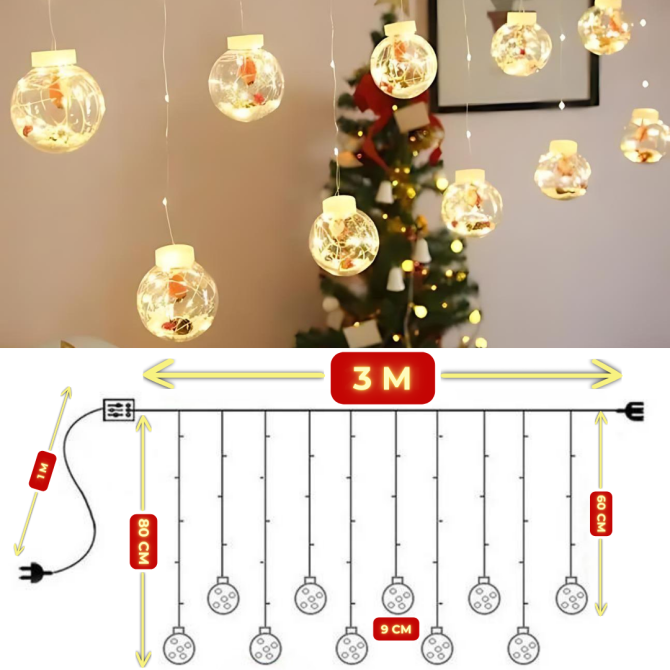 Гирлянда штора роса с шариками Niki Light гирлянда занавес 8 режимов 200 LED штора от сети 3x0,8м Те Киев - изображение 5