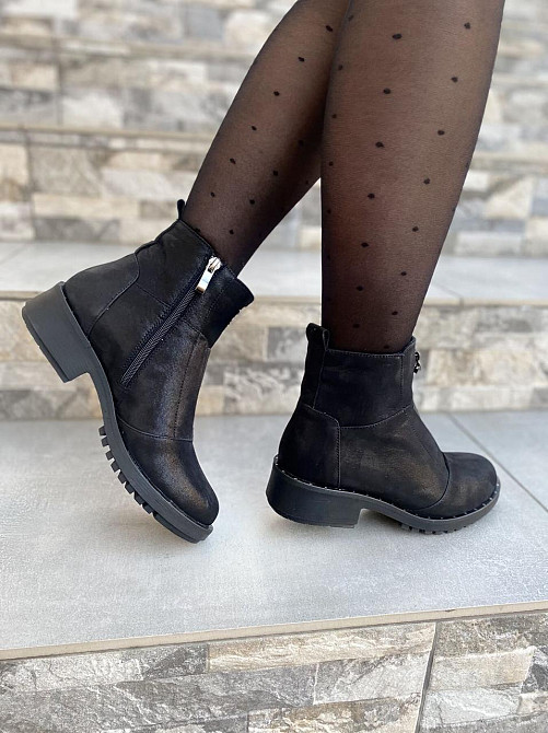 Жіночі черевички D and V чорні натуральна шкіра-сатин37р.-24 см (1222) Коломыя - изображение 4