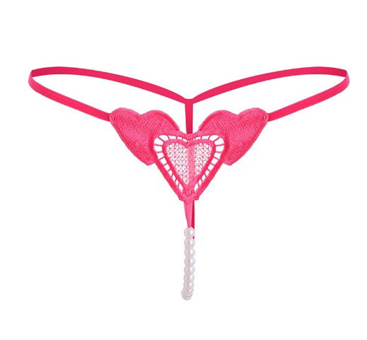 Трусики з бусинками малинові з сердечками - розмір універсальний, резинка до 75см. Київ - фото 1