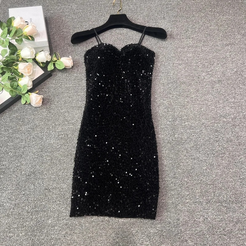 Платье с пайетками без рукавов короткое блестящее женское S черный Киев - изображение 1