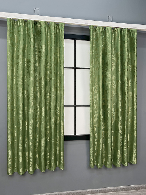 Комплект коротких штор VR-Textil Жаккард Лилия № 1536ш Салатовый 140х170 см 2 шт (35-0448) Киев - изображение 3