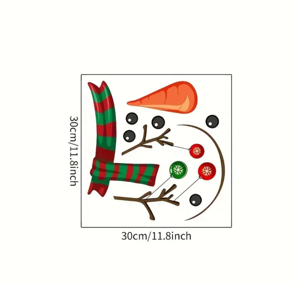 Праздничная наклейка Снеговик для ванной комнаты 30 на 30 см белый Киев - изображение 2