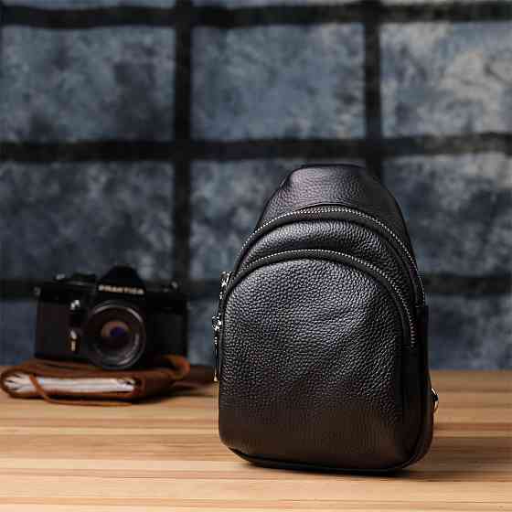 Жіноча сумка слінг із натуральної шкіри Чорний (Vintage) Київ