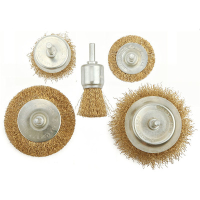 Щітка для електроінструменту Tolsen комплект 5 шт, гофрований латунований дріт 0.3 мм (77552) Вінниця - фото 1