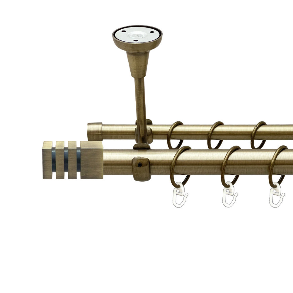 Карниз Orvit Акорда металевий дворядний відкритий до стелі гладка труба кільце металеве Антик 25\16 мм 240 см (00-00025618) Львів - фото 1