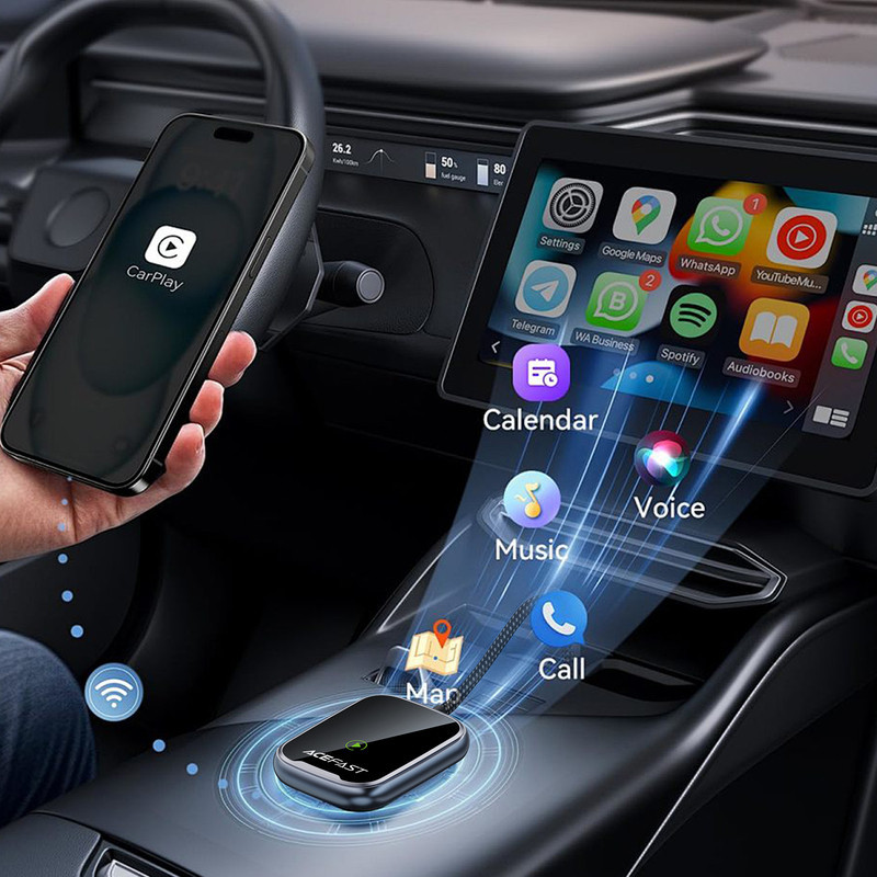 Адаптер ACEFAST QC1 CarPlay wireless adapter for car Metal Gray Одеса - фото 6