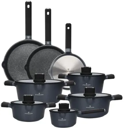 Zwieger Vesna Комплект 5 Garnków Z Pokrywkami + Сковорідка 20 24 28Cm Greblon C3 Non Stick (ZVESNA1) Київ