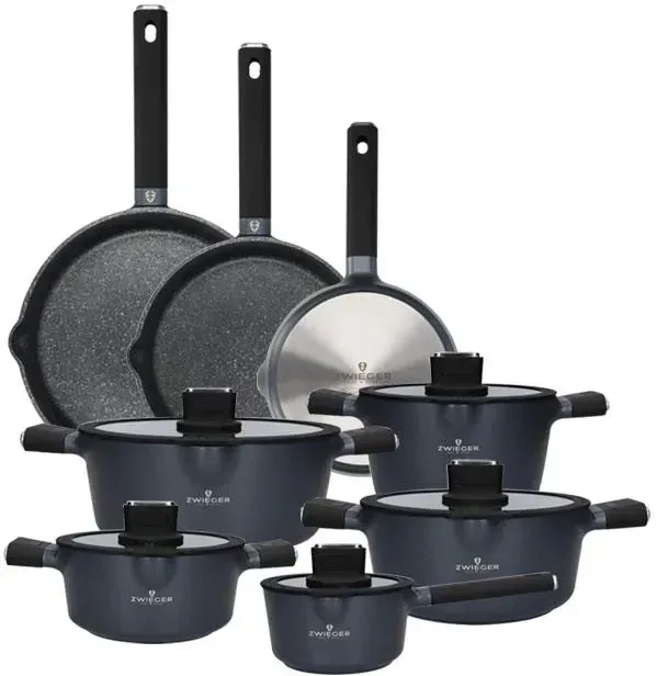Zwieger Vesna Комплект 5 Garnków Z Pokrywkami + Сковорідка 20 24 28Cm Greblon C3 Non Stick (ZVESNA1) Київ - фото 1