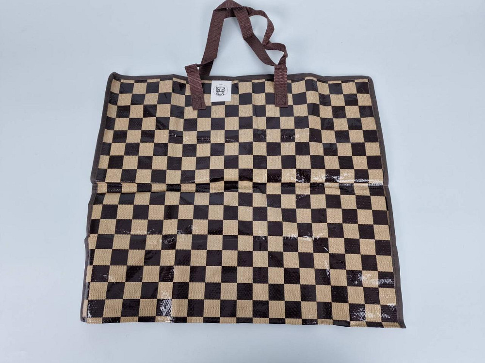 Сумка хозяйственная на змейке на змейке , полипропиленовая,  с цветным рисунком  №4 Шахматы+круги (54x46x25) (1 шт) Харьков - изображение 4