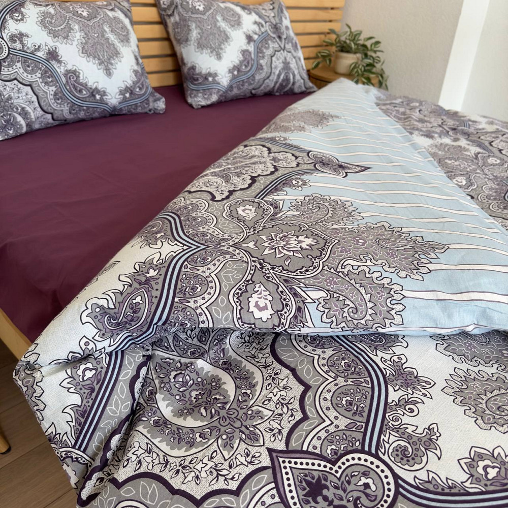 Постельное белье бязь Евро Орнамент 100% хлопок YouStar (Фиолетовый) Сумы - изображение 4