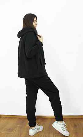 Костюм женский теплый спортивный на флисе кофта на змейке Черный 46/48 Харьков