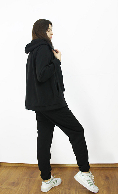 Костюм женский теплый спортивный на флисе кофта на змейке Черный 46/48 Харьков - изображение 5