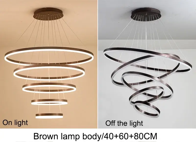 Світлодіодна люстра Олімпія PJ812С-5 20+30+40+80+100см (5 кілець) Коричнева Вінниця - фото 5
