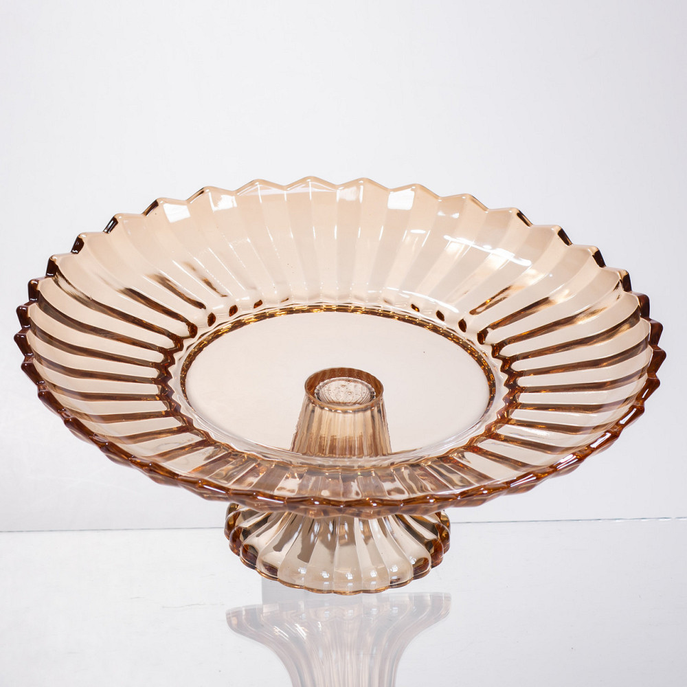 Yiwu Фруктовниця скляна на ніжці Ø29 (см) кругла ваза цукерниця для фруктів Коричневий 64486-19 Коломыя - изображение 4