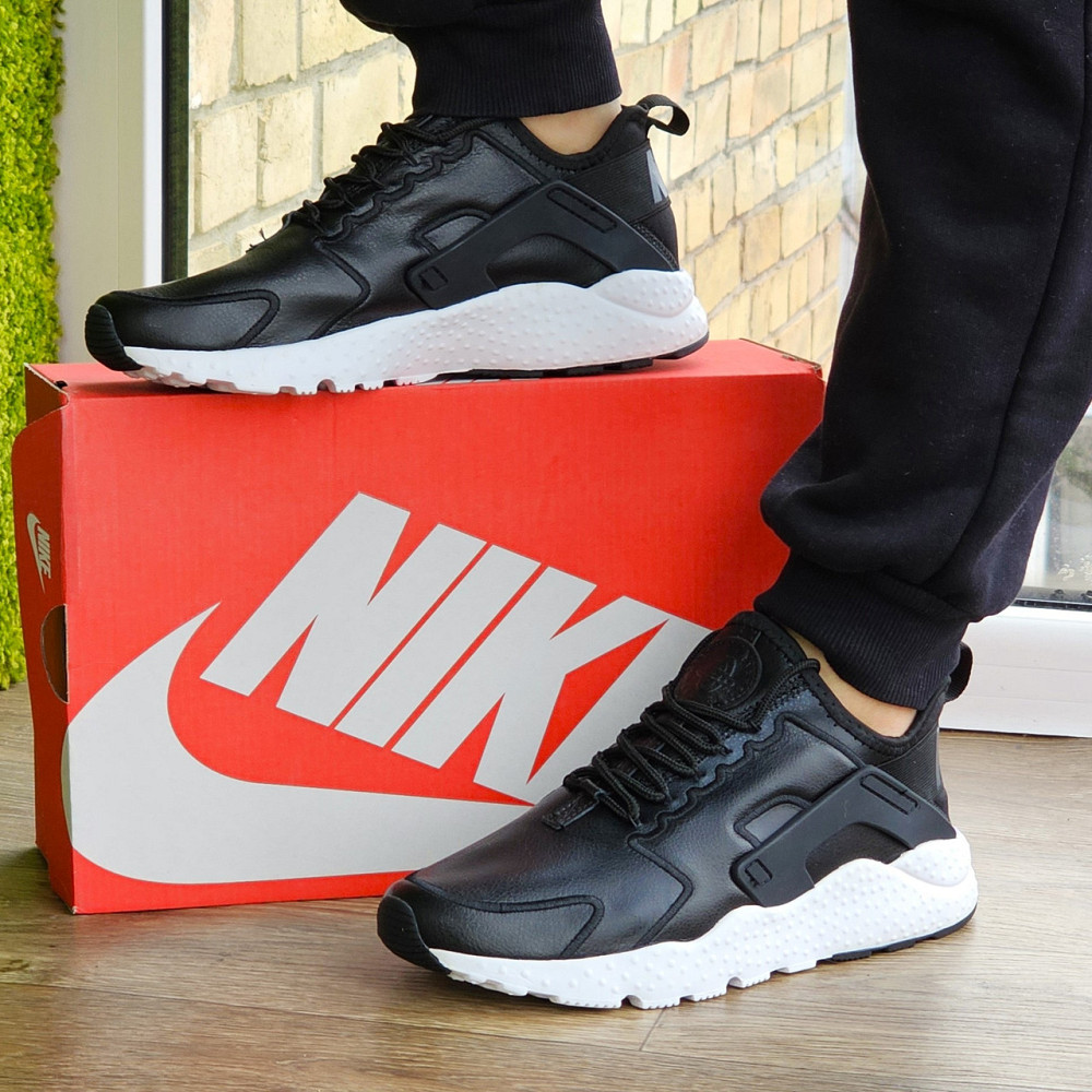 Мужские Чёрные Кроссовки Nike Huarache Кожаные Найк (размеры: 41,42,43,44,45) Видео Обзор Днепр - изображение 1