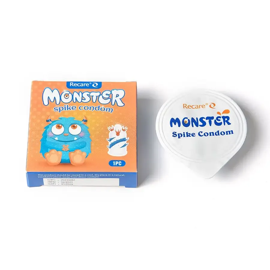 Насадка на член Recare Blue Monster Spike Condom (презерватив с усиками и спиралью шипов) Львов - изображение 3