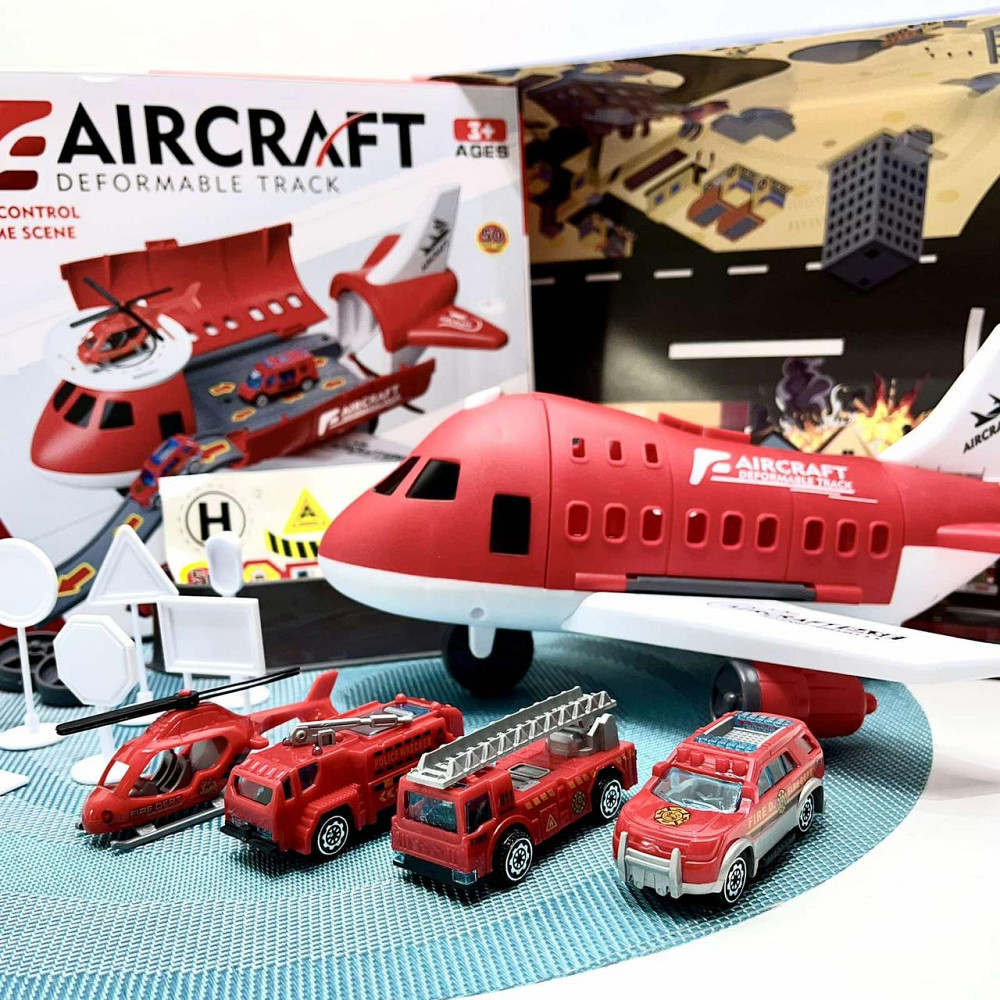 Літак паркування з машинками 4шт з музикою Червоний (8825A) Чернигов - изображение 1