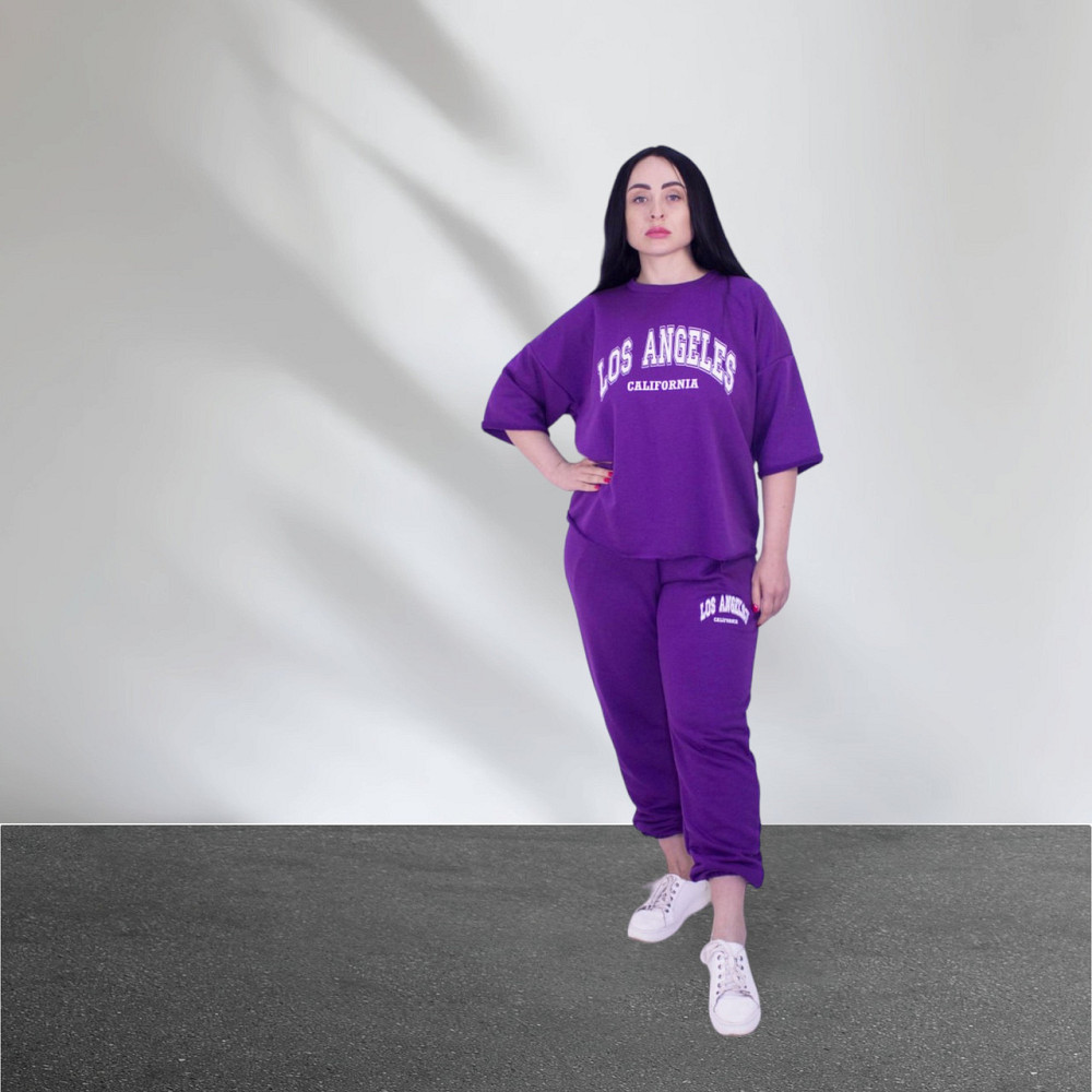 Спортивный летний костюм женский Фиолетовый M-L Харьков - изображение 4