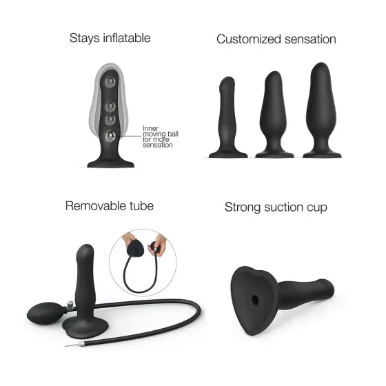 Надувний фалоімітатор Strap-On-Me INFLATABLE DILDO PLUG - NOIR, кулька всередині, діаметр до 6 см Львів