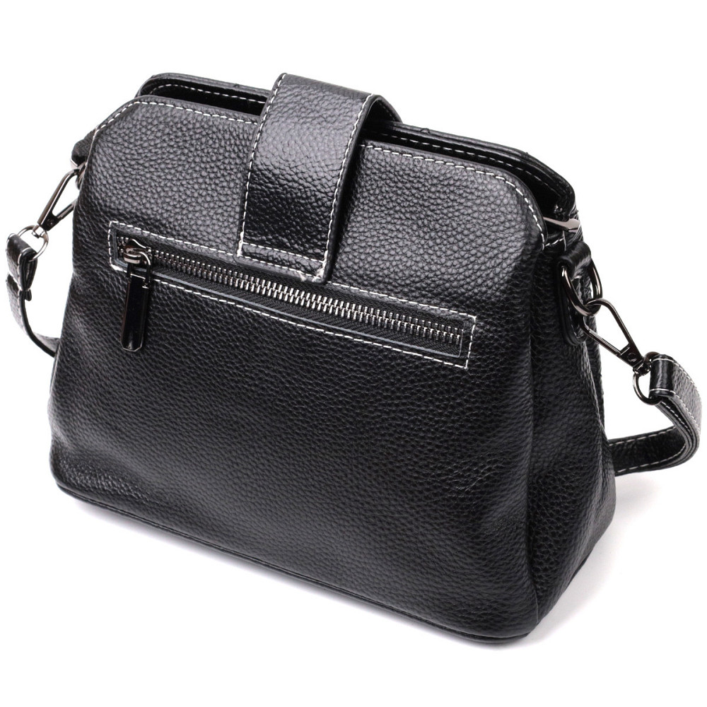 Чудова сумка для стильних жінок із натуральної шкіри Vintage 22415 Чорна Київ - фото 2