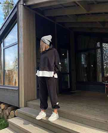 Жіночий стильний костюм з імітацією футболки, тринитка на флісі Графіт Одеса