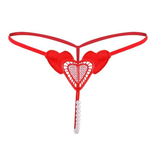 Трусики з бусинками червоні з сердечками - розмір універсальний, резинка до 75см. Київ - фото 1