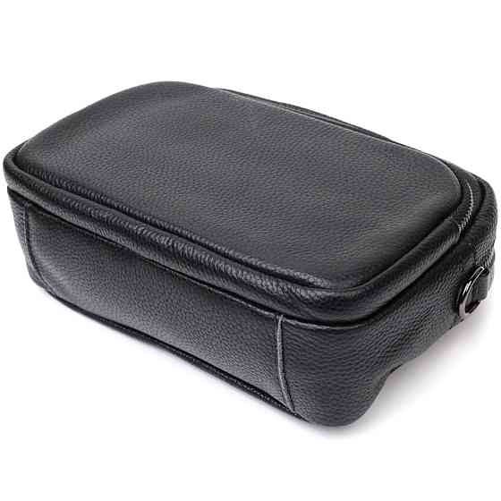 Компактная женская сумка кросс-боди из натуральной кожи Vintage 22294 Черная Киев