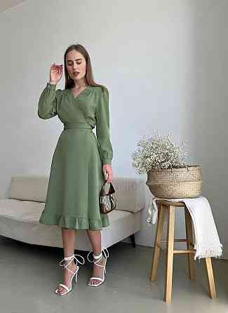 Жіноче романтичне плаття на запах костюмка Фісташковий Одеса