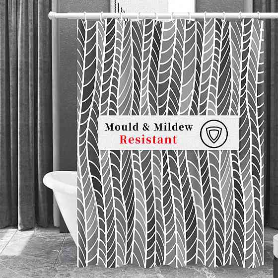 Шторка для ванны из полиэстера водонепроницаемая Bathlux 180x180 см с кольцами, занавеска для ванной комнаты Каменец-Подольский