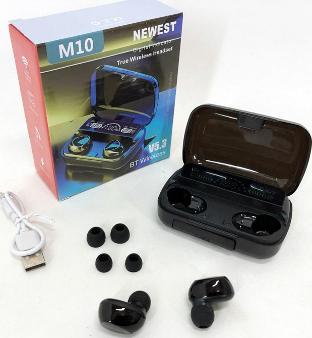 Беспроводные наушники M10 с микрофоном и док станцией-кейсом. Киев - изображение 4
