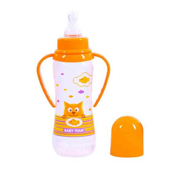 Пляшечка для годування з силіконовою соскою 1411_помаранчевий 250 мл Вінниця