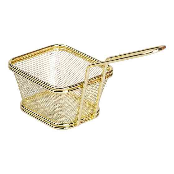 Корзина сервировочная для подачи картофеля фри и снеков 10.5×9×5.5 см Золотой HP-19-4-S-G Киев
