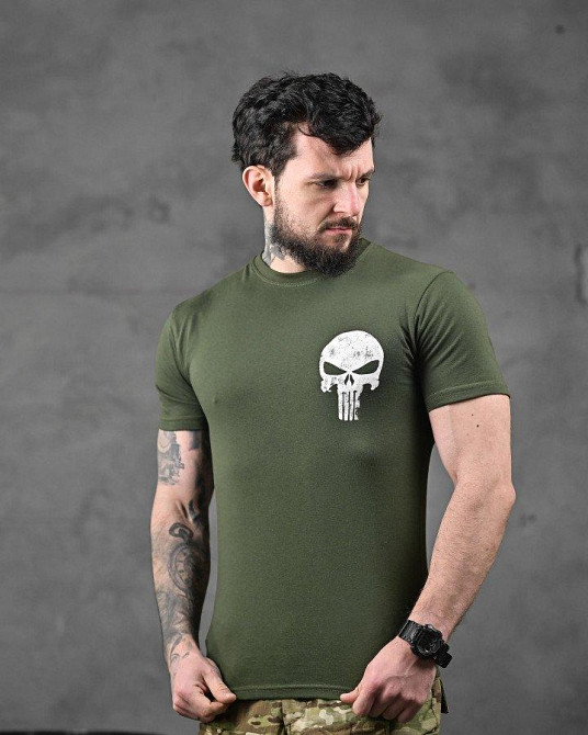 Хлопковая милитари футболка пустошь олива ДЛ6352 Одесса - изображение 2