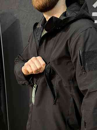 Чоловічий костюм чорний softshell тактичний літній комплект куртка штани водонепроникний зручний Львів