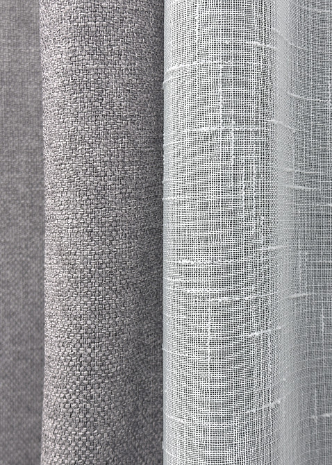 Комплект штор VR-Textil льон преміум ELEMENTA 100х270 2шт і Тюль 400х270 1866ш-115т світло-сірий з білим 71-067/2 Київ - фото 6