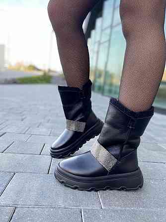 Marko Угги жіночі DE MARKO чорні натуральна шкіра зима висота 12 см (4881) Коломия