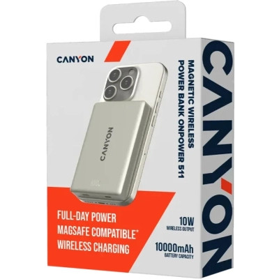 Батарея универсальная Canyon 10000mAh OnPower 511 PD20W Magnetic wireless MagSafe Grey (CNS-CPB511G) Винница - изображение 11
