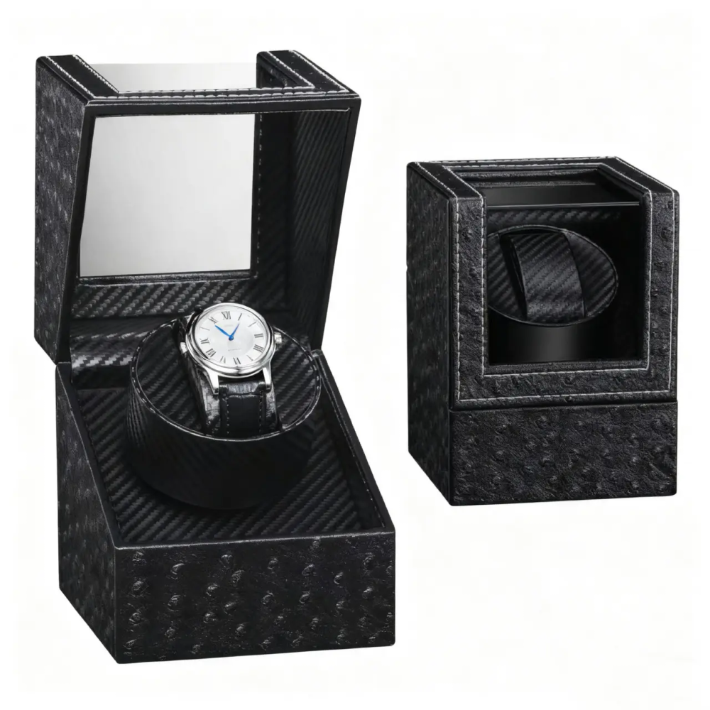 Шкатулка для подзавода часов Виндер тайммувер для 1-х часов (Черный с черным 3) Винница - изображение 8
