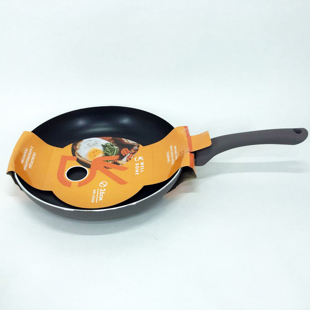 Удобная сковорода для порций WELL DONE WD-1016B 26 см, Прочная сковородка с антипригарным покрытием RC-90 Львов - изображение 3