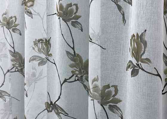 Тюль VR-Textil 1906т Flora Батист Белый с хаки 300х250 см (42-1125) Киев