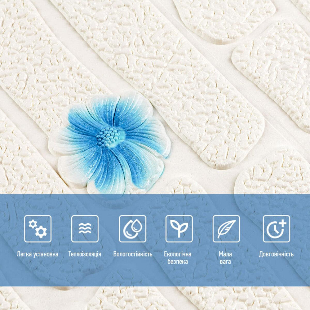 Панель стінова 3D 700х700х4мм Блакитні квіти SW-00001977 Київ - фото 4