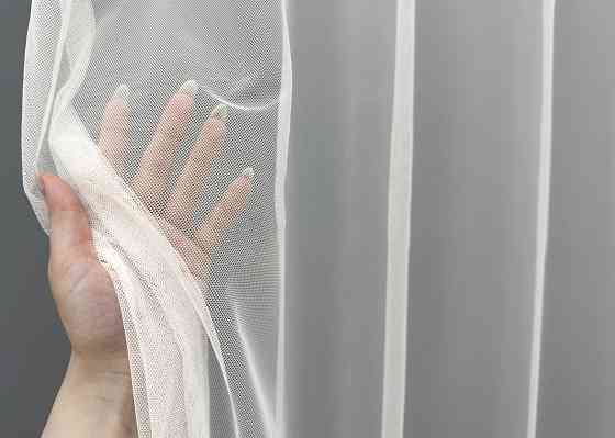 Тюль VR-Textil 1632т Грек-сетка с вышивкой и люрексом цвет Молочный с серым 300х270 см (42-0592) Киев