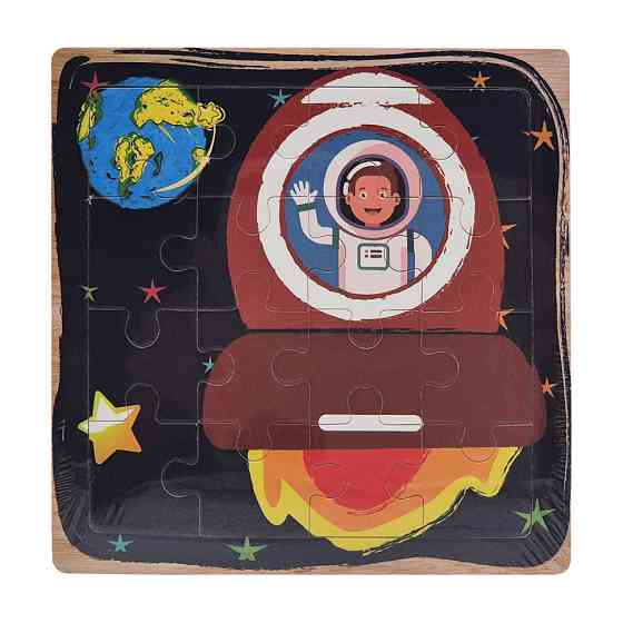 Дерев'яний пазл-вкладиш Космонавт у ракеті 73260-15, 16 деталей Вінниця