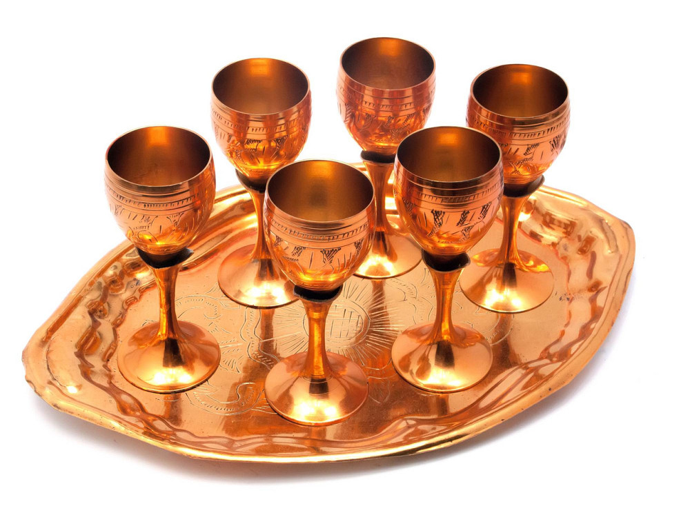 Чарки бронзові на підносі набір 6 шт Київ - фото 1