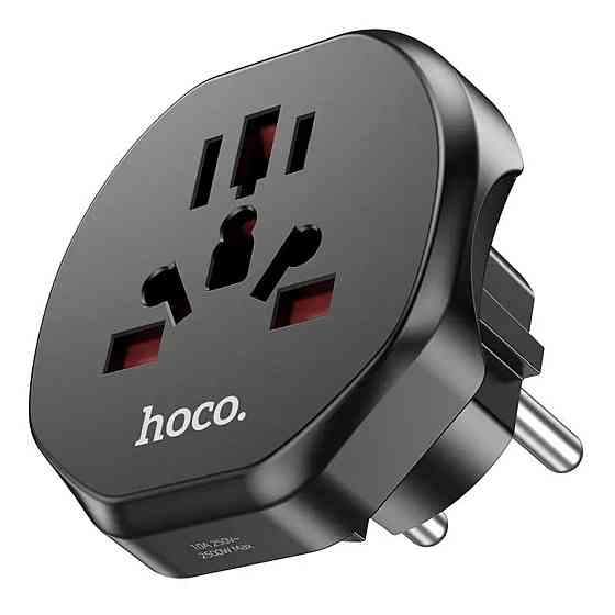 Мережевий зарядний пристрій HOCO AC6 Unimpeded universal conversion plug Black Київ