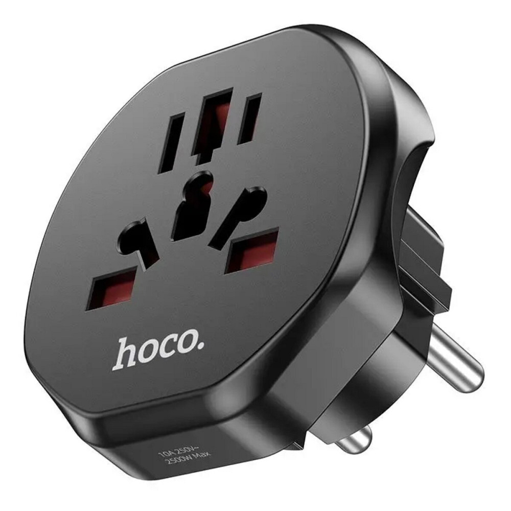 Мережевий зарядний пристрій HOCO AC6 Unimpeded universal conversion plug Black Київ - фото 4