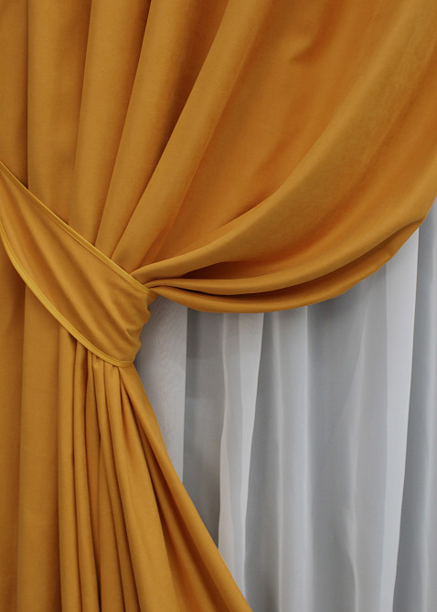 Комплект готових штор VR-Textil Нубук однотонний № 1511ш Бурштиновий 150х290 см 2 шт (33-0379) Київ - фото 5